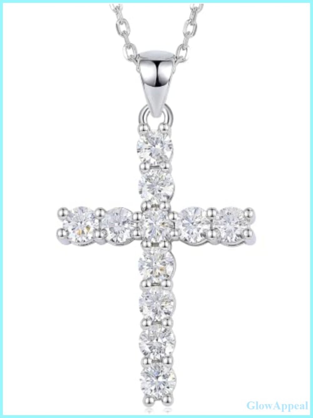 Moissanite Cross Necklace 925 Sterling Silver Pendant